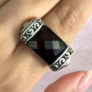 sterling silver chunky faceted purple cz ring size 6.5